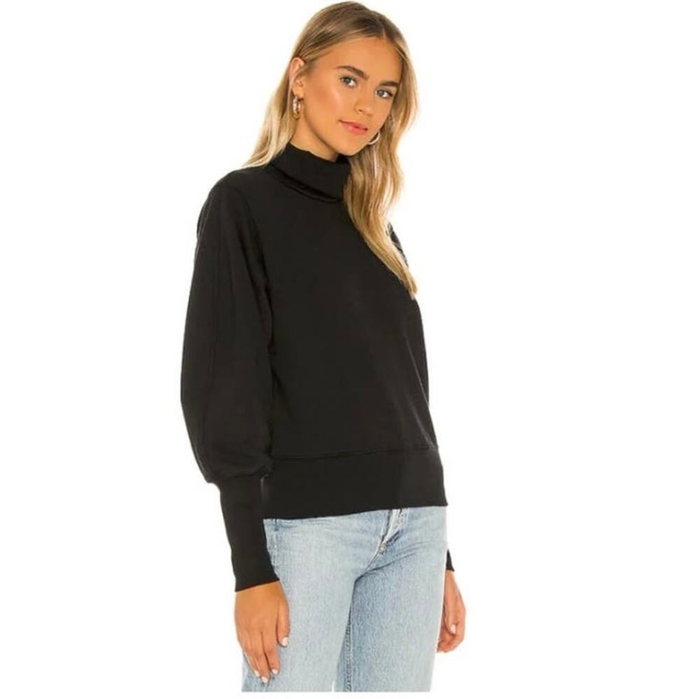 AGolde Women's Black Balloon Sleeves Turtleneck Pullover, B70, Medium, $58